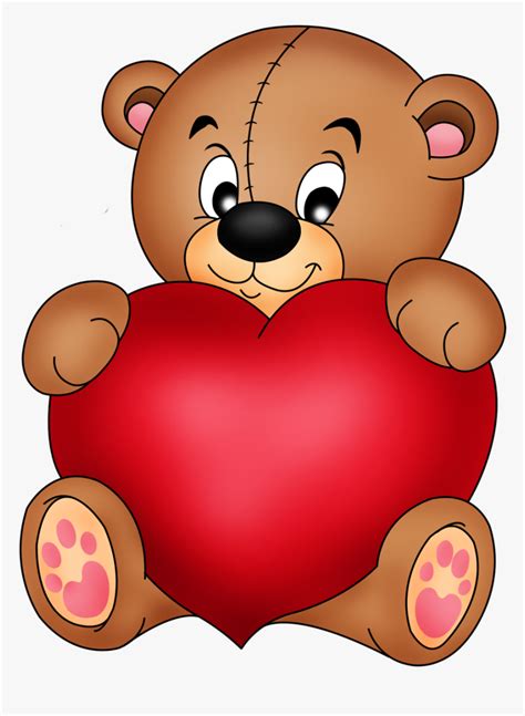 Brown Teddy With Red Heart Png Clipart - Cute Teddy Bears With Hearts ...