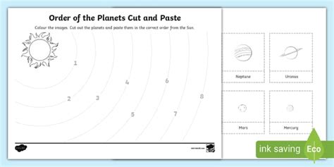 Ordering the Planets Worksheet - Primary Resources - Twinkl