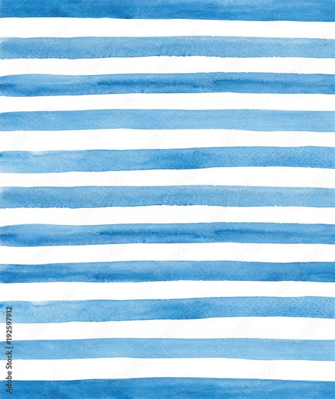 Watercolor blue and white stripes background. Hand painted lines Stock ...