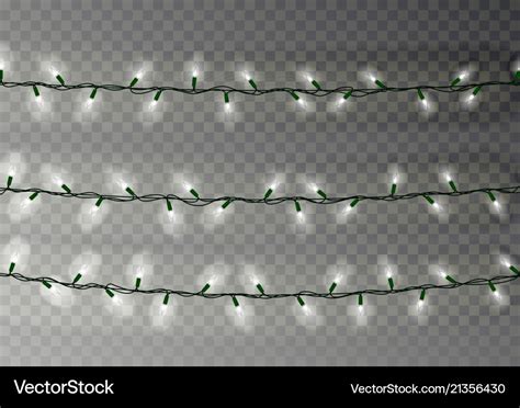 Christmas white lights string transparent effect Vector Image