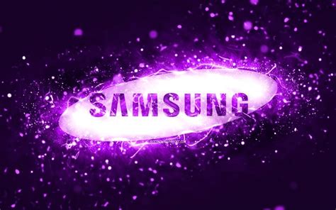 Download imagens Logotipo violeta da Samsung, 4k, luzes de neon violeta ...