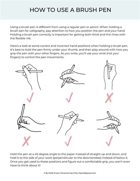 Free Brush Pen Practice Guide - By Heidi Grace