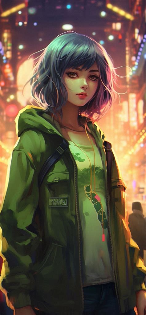 Anime Girl in a Green Jacket Wallpapers - Anime Girl Wallpaper 4k