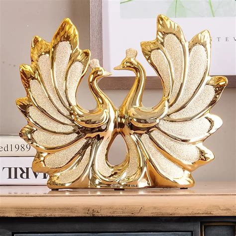 Europe Luxury Home Decor Living Room Gilded Peacock Couple Wedding Gift ...