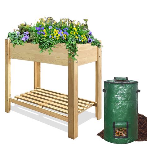 Raised Planter Box with Legs,Solid Wood Raised Planting Boxes for ...