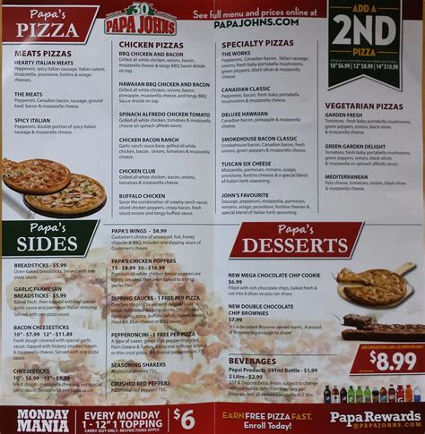 Papa John's Pizza Menu, Menu for Papa John's Pizza, Arbour Lake ...