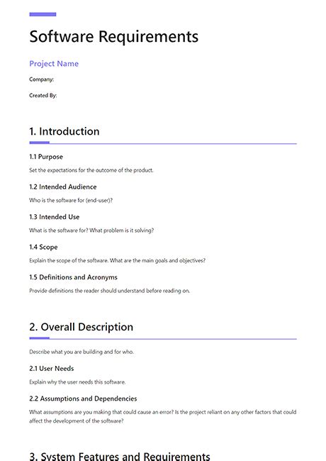 Software Requirements Document Template | Bit.ai