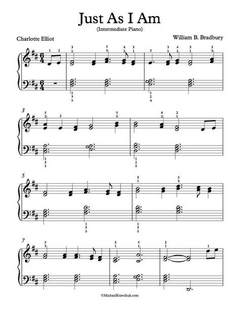 Free Piano Arrangement Sheet Music – Just As I Am – Michael Kravchuk