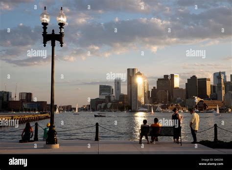 East Boston waterfront, Boston Harbor, skyline Stock Photo - Alamy