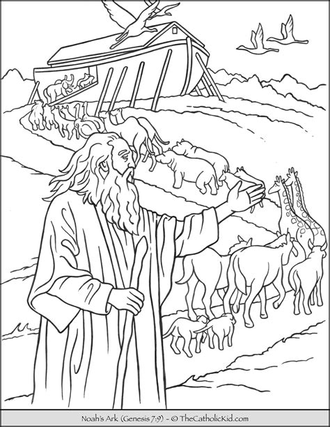 Noah's Ark - Animals Coloring Page - TheCatholicKid.com