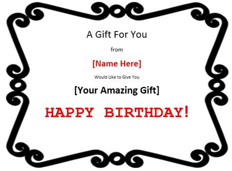 13 Free Sample Birthday Gift Certificate Templates - Printable Samples