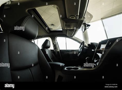 details of the car interior, black leather interior Stock Photo - Alamy