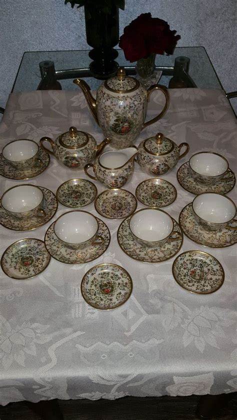 Antique China Set With Gold Trim - Antique Poster