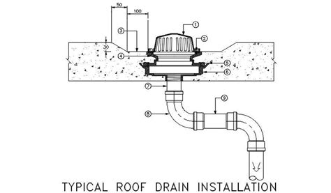 Typical Roof Drain Installation CAD Drawing DWG File - Cadbull