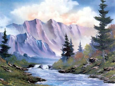 Purple Mountains Bob Ross Landscape Painting in Oil for Sale