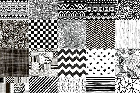 50 Black Hand-Drawn Seamless Patterns, Graphics - Envato Elements