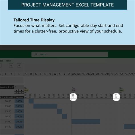 Hourly Planner Gantt Chart Excel Template, Project Management Excel ...