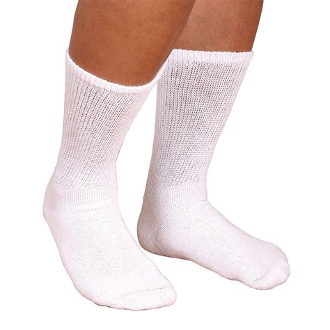 Men's Non Binding Diabetic Friendly Crew Socks - White - Walmart.com