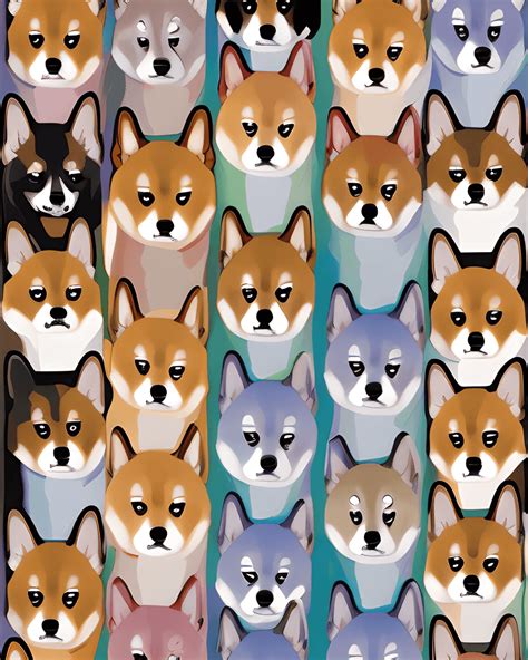 Shiba Inus Em Quatro Cores · Creative Fabrica