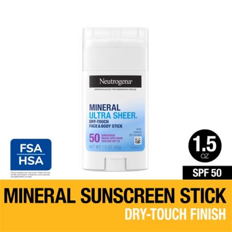 Neutrogena Ultra Sheer Dry Touch Mineral Sunscreen Stick SPF 50 for ...