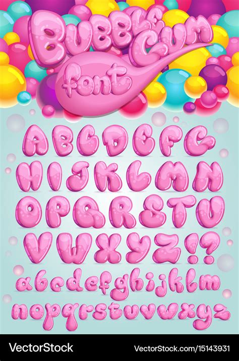 Bubble Gum Font Sweet Abc Letters And Stock Vector By