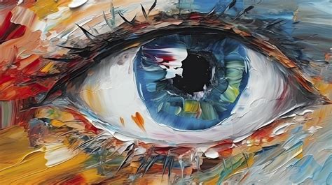 Oil painting. Conceptual abstract picture of the eye. Oil painting in ...