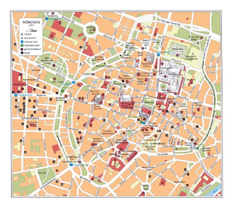 Detailed tourist map of downtown of Munich city | Munich | Germany ...