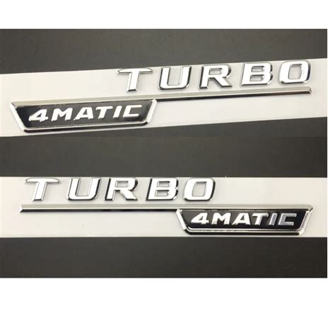 Chrome " TURBO 4MATIC " Plastic Car Trunk Fender Letters Badge Emblem ...