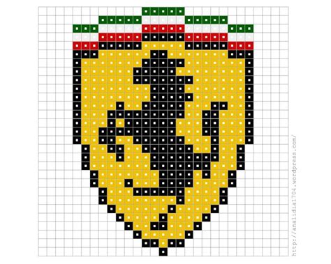 an image of a cross stitch pattern with a yellow and black shield in ...