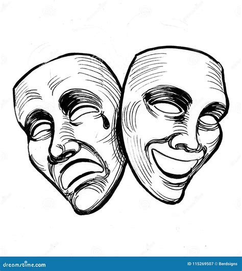 Theater masks stock illustration. Illustration of artist - 115269507