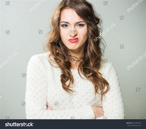 Young Woman Portrait Disgust Face Expression Stock Photo 234706570 ...