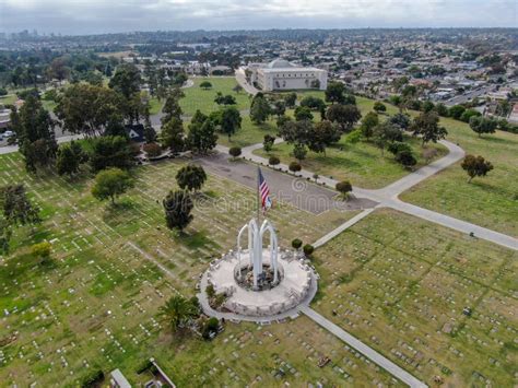 Aerial View of Greenwood Memorial Park with Memorial Statue and ...