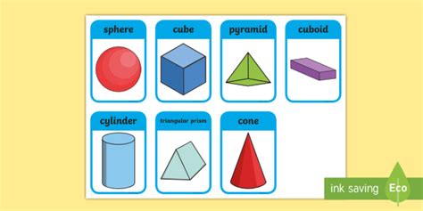 3D Shape Flashcards With Shape Names Math Resource Twinkl, 45% OFF