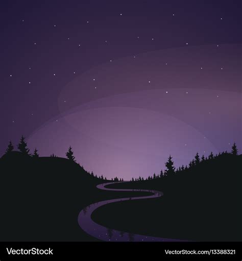 Landscape the starry night sky banner Royalty Free Vector