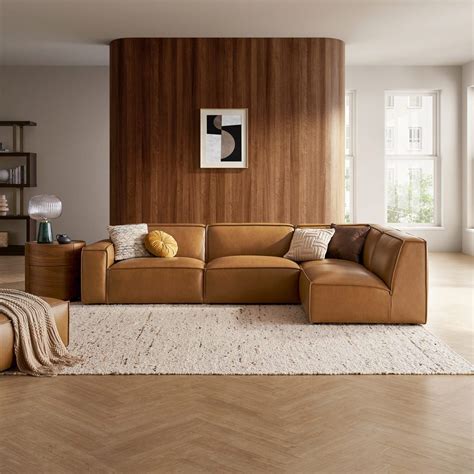 Jonathan Leather Chaise Sectional Sofa | Castlery | Living room sets ...