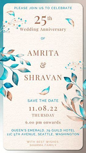 Silver Jubilee 25th Wedding Anniversary Invitation Card - Happy Invites ...