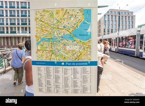 Geneva map on bus station Stock Photo - Alamy