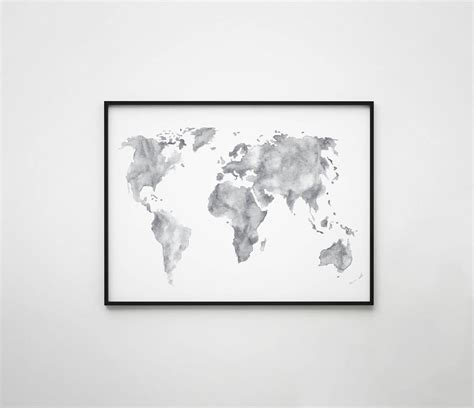 World Map Print, Watercolor World Map, Watercolor Print, Watercolor Map ...