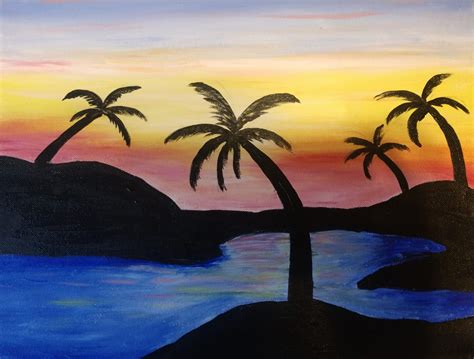 Palms at Sunset - Acrylic Painting | VisArts