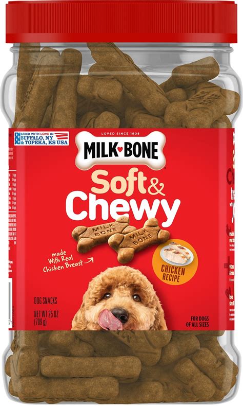 Milk-Bone Soft & Chewy Chicken Recipe Dog Treats, 25-oz tub - Chewy.com