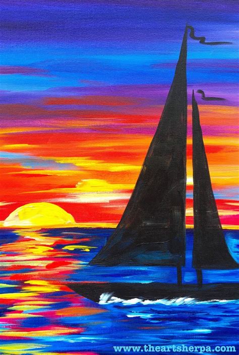 Loading... | Eenvoudige acrylschilderijen, Zonsondergang schilderij ...