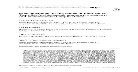 Palaeohistology of the bones of pterosaurs (Reptilia: Archosauria ...