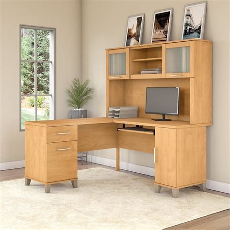 Maple L Shaped Computer Desk with Hutch - Somerset | RC Willey ...