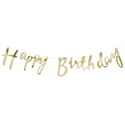 Gold Script Font Happy Birthday Banner Bunting