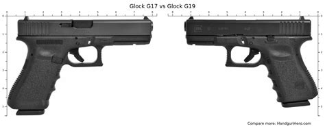 Glock G17 vs Glock G19 size comparison | Handgun Hero