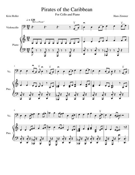 Pirates Of The Caribbean Sheet music for Piano, Cello (Solo ...