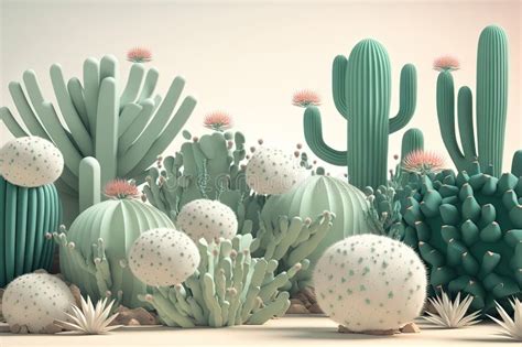 White Banner with Desert Cactus Wallpaper. Abstract Minimal Set of ...