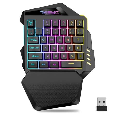 (PITV) One Hand Wireless Gaming Keyboard RGB Backlit Portable Mini ...