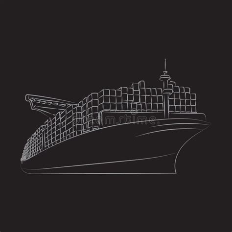 Cargo Ship with Outline Style for Your Design Stock Vector ...