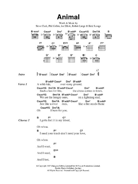 Animal by Def Leppard - Guitar Chords/Lyrics - Guitar Instructor